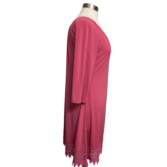 Womens Pink Coconut Boutique Dress 3/4 Raglan Sleeve Elastic Neckline Pink Sz M - Picture 5 of 9